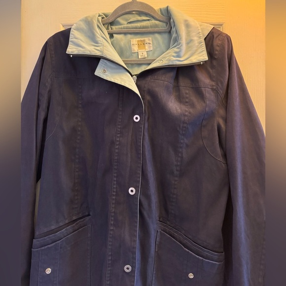 Gallery Blue Teal Full Zip Hidden Pockets Hooded Jacket• Small - Picture 3 of 9